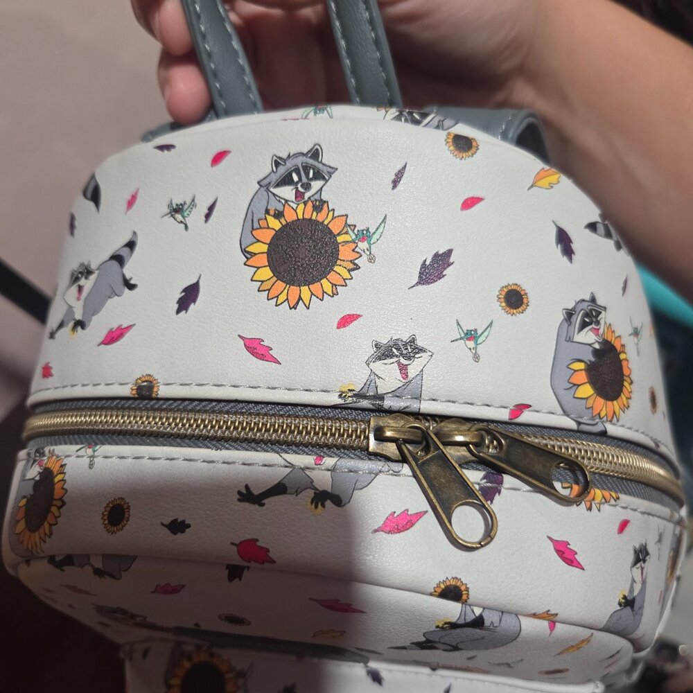 Loungefly Disney White Raccoon & Sunflower Mini Backpack - Picture 8 of 11